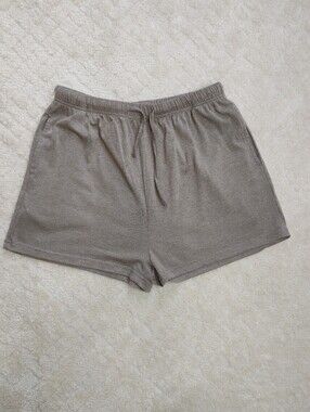 RUBZOOF Elastic Drawstring Waist Lounge Shorts, Taupe M